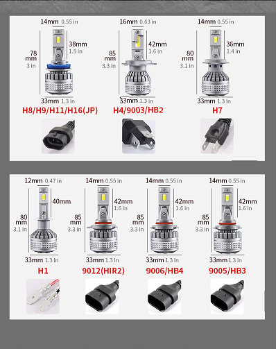 car headlight size