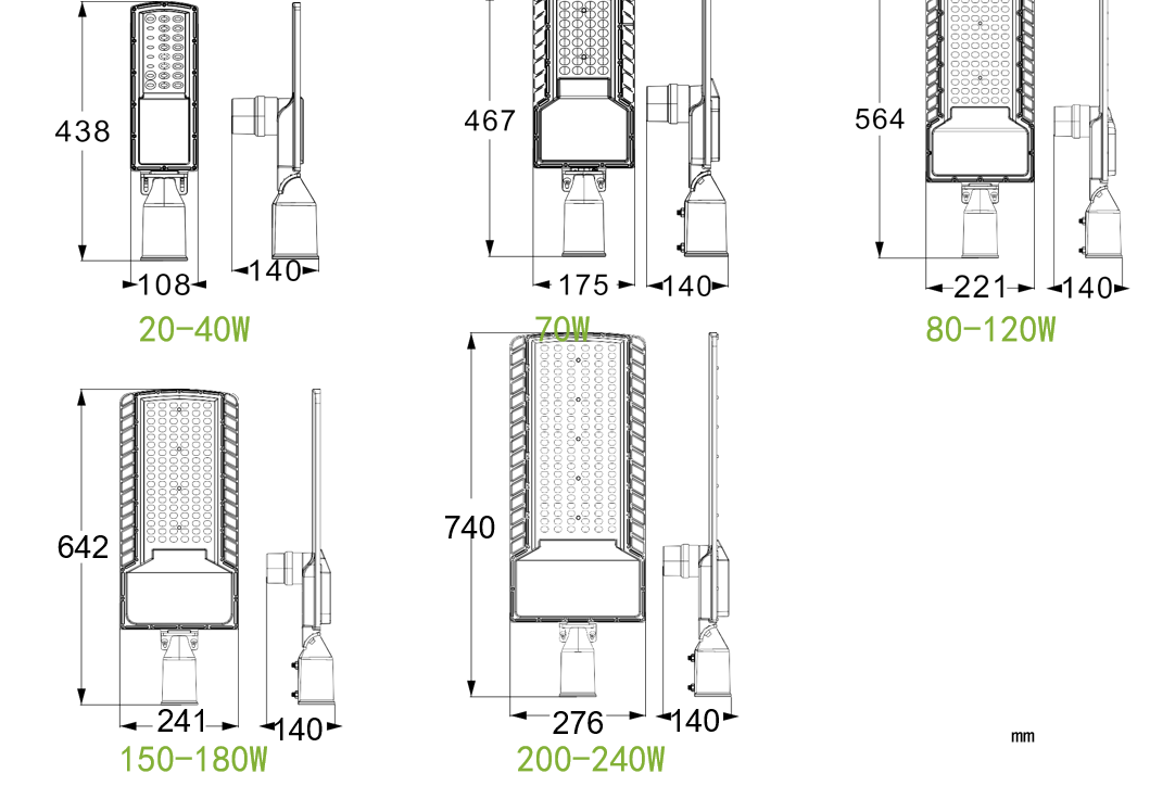 solar street lamp ligh size